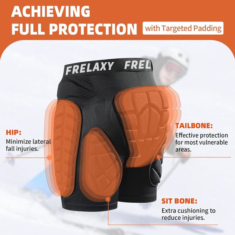 Frelaxy 3D Protective Butt Pads Padded Shorts for Snowboard, Ski and Skate, Crash Pad Impact Gear, Protection for Tailbone, Hip, and Butt - Image 2